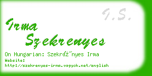 irma szekrenyes business card